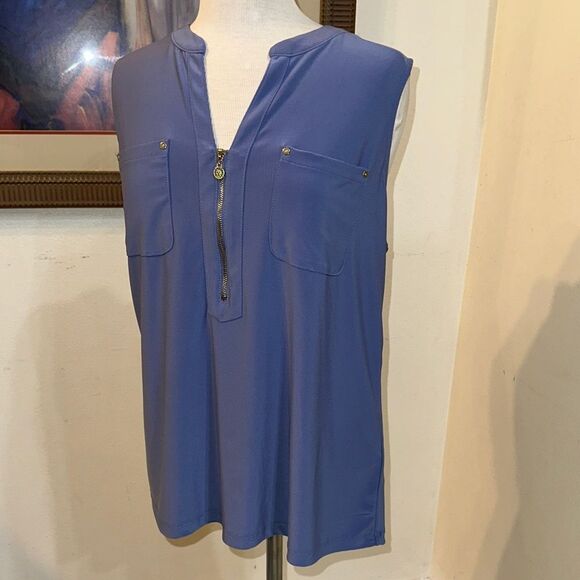 Anne Klein Blue Women's Top with Zipper Detail Size XL - Picture 2 of 9